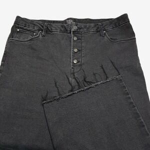 Time and Tru Womens Black High Rise Cropped Flare Retro Jeans Button Fly 18 Y2K